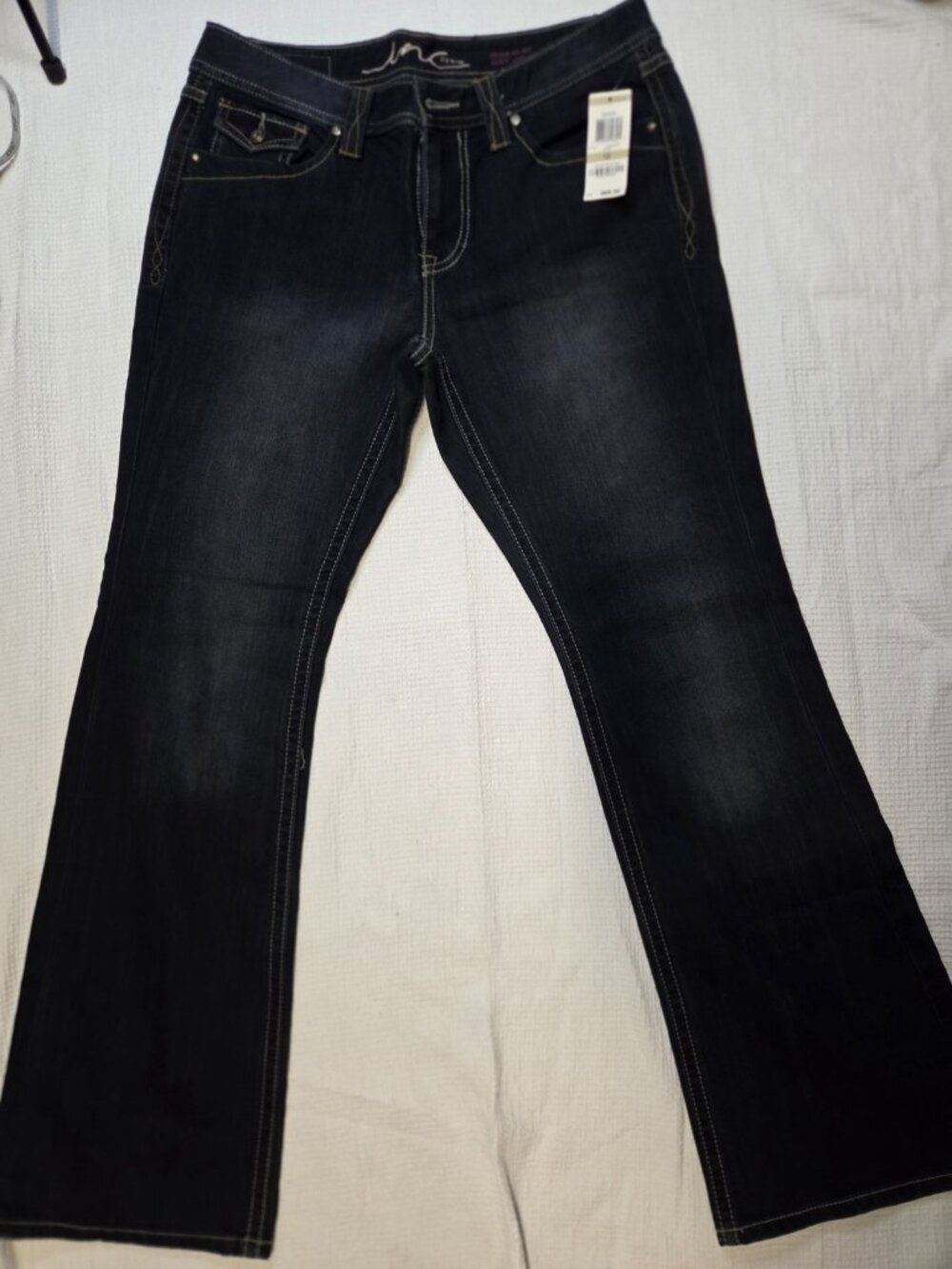 NWT International Concept Low Rise Bootleg Dark Stretchy Denim Sz 12 Inseam 32